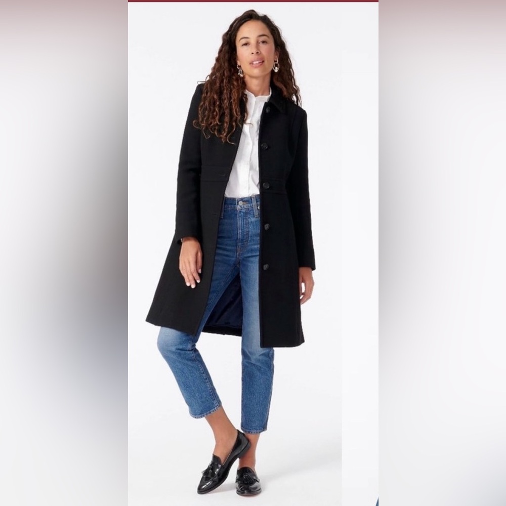 J.Crew Double Cloth Lady Day Coat, Black, Size 8P